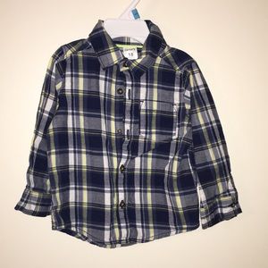Boys Green & Blue Plaid Button Down Shirt